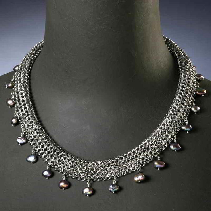 Elaine Unzicker Design Necklace: Rolled Grey Pearl-ESSE Purse Museum & Store