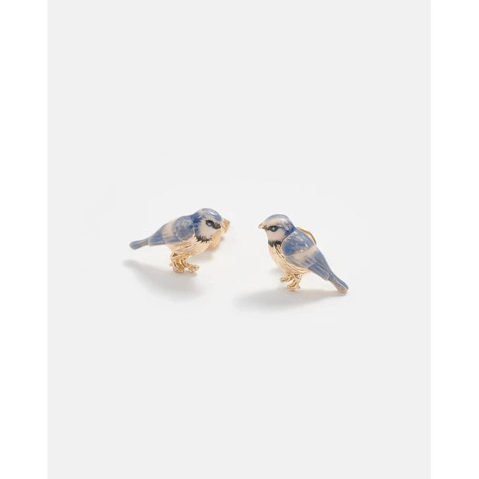 Fable England Earrings: Blue Tit Studs-ESSE Purse Museum & Store