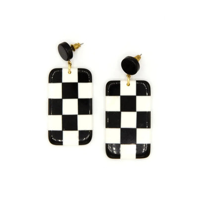 Fair Anita Earrings: Checkered Resin-ESSE Purse Museum & Store