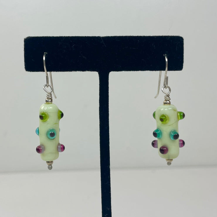 Isinglass Design Earrings: Mint with Dots Tube-ESSE Purse Museum & Store