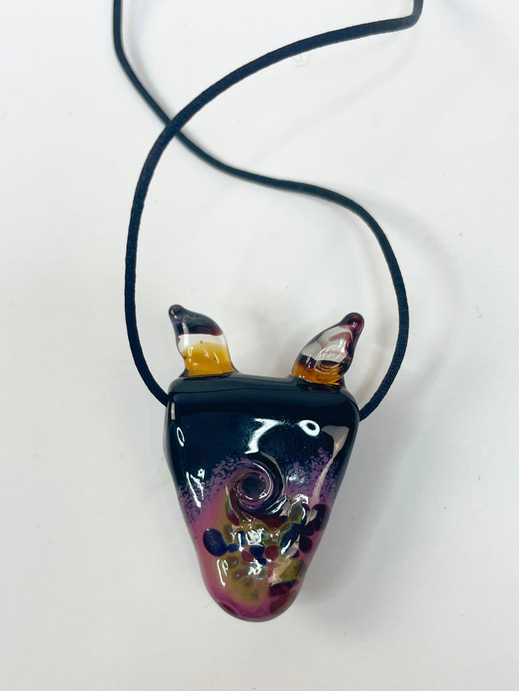 Isinglass Design Necklace: Pink and Black Mask-ESSE Purse Museum & Store