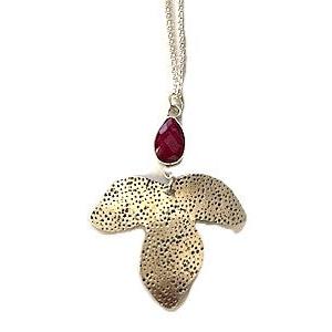 Joanna Craft Necklace: Ruby with Silver Pendant, N346
