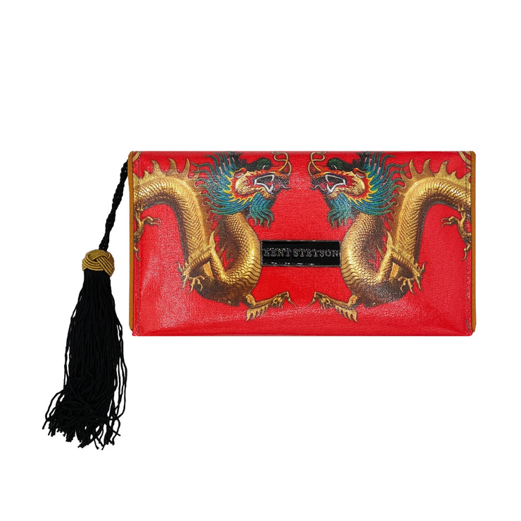 Kent Stetson Clutch: Red Dragon-ESSE Purse Museum & Store