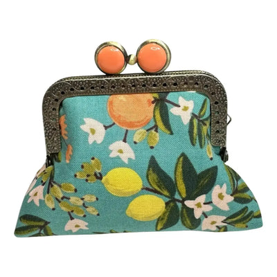 Kiki & Syds Coin Purse: Citrus Teal - Coral-ESSE Purse Museum & Store