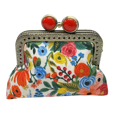 Kiki & Syds Coin Purse: Garden Party, Cream & Red-ESSE Purse Museum & Store