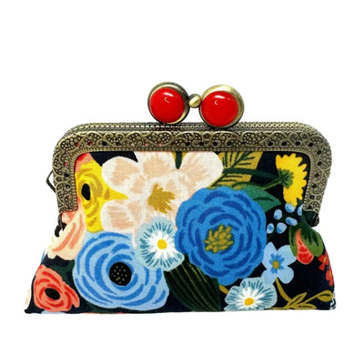 Kiki & Syds Credit Card Clutch: Garden Party, Navy - Red-ESSE Purse Museum & Store