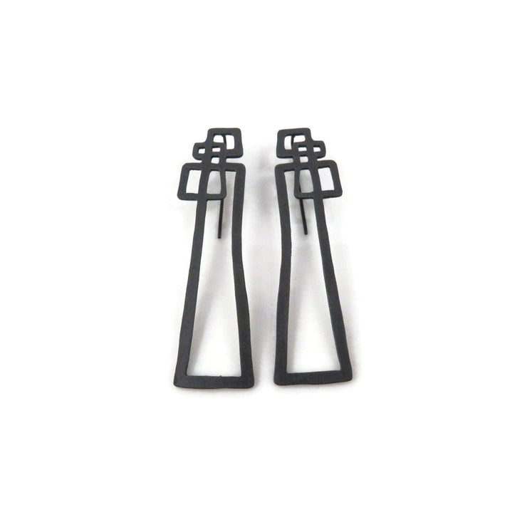 KimyaJewels Earrings: Abstract Oxidized Silver Dangle-ESSE Purse Museum & Store