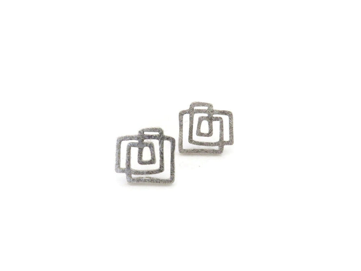 KimyaJewels Earrings: Architectual Silver Studs-ESSE Purse Museum & Store