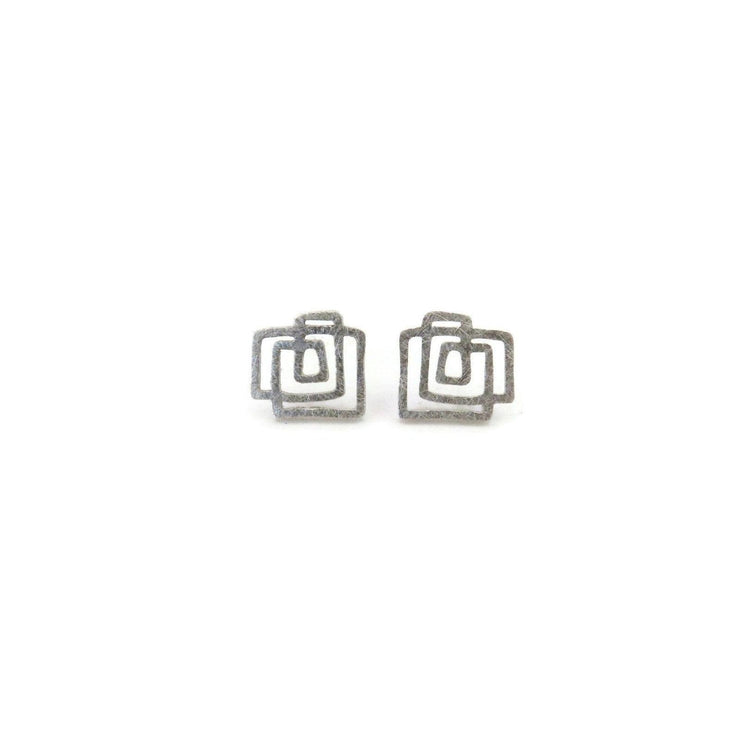 KimyaJewels Earrings: Architectual Silver Studs-ESSE Purse Museum & Store