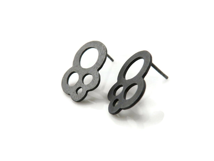 KimyaJewels Earrings: Circles Oxidized Silver Studs-ESSE Purse Museum & Store