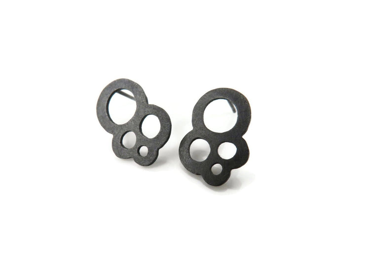 KimyaJewels Earrings: Circles Oxidized Silver Studs-ESSE Purse Museum & Store