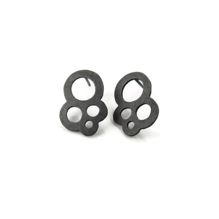 KimyaJewels Earrings: Circles Oxidized Silver Studs-ESSE Purse Museum & Store