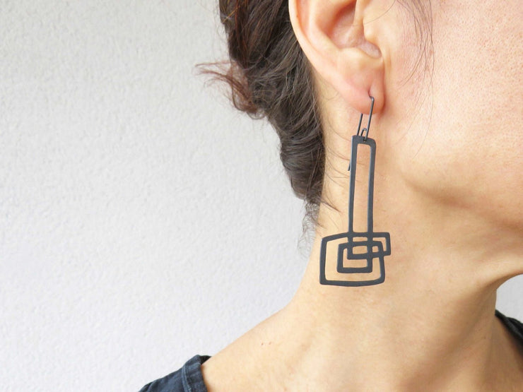 KimyaJewels Earrings: Extra Long Sculptural-ESSE Purse Museum & Store