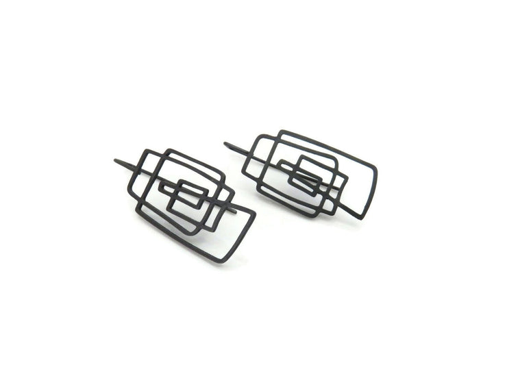 KimyaJewels Earrings: Lineal Oxidized Dangles-ESSE Purse Museum & Store