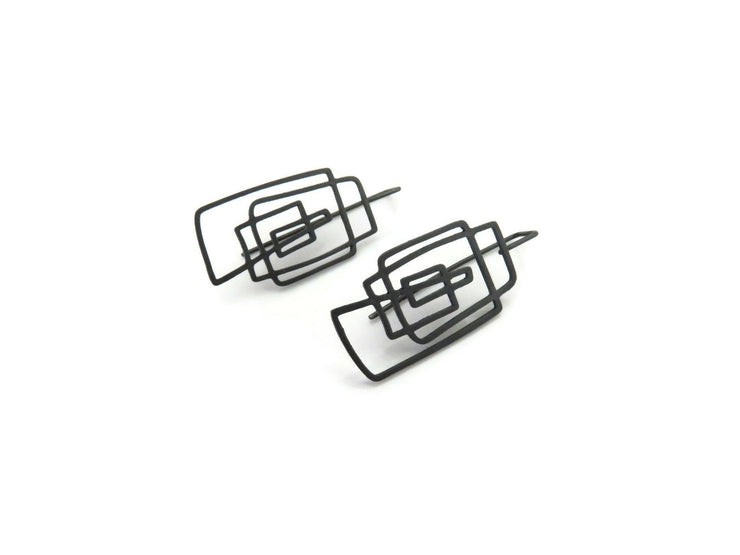 KimyaJewels Earrings: Lineal Oxidized Dangles-ESSE Purse Museum & Store