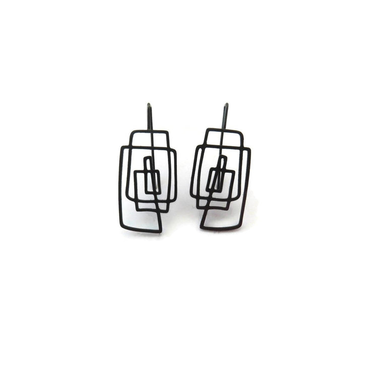 KimyaJewels Earrings: Lineal Oxidized Dangles-ESSE Purse Museum & Store