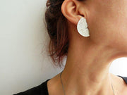 KimyaJoyas Earrings: Satin Silver Texture-ESSE Purse Museum & Store