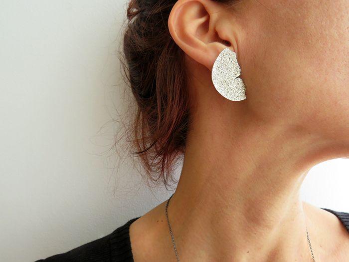 KimyaJoyas Earrings: Satin Silver Texture-ESSE Purse Museum & Store