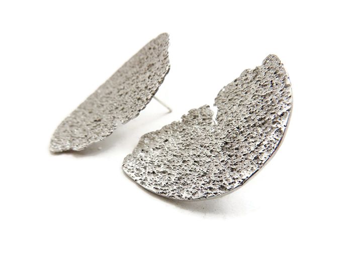 KimyaJoyas Earrings: Satin Silver Texture-ESSE Purse Museum & Store