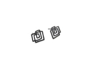 KimyaJoyas Earrings: Small Geometric Oxidized Silver-ESSE Purse Museum & Store