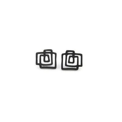 KimyaJoyas Earrings: Small Geometric Oxidized Silver-ESSE Purse Museum & Store