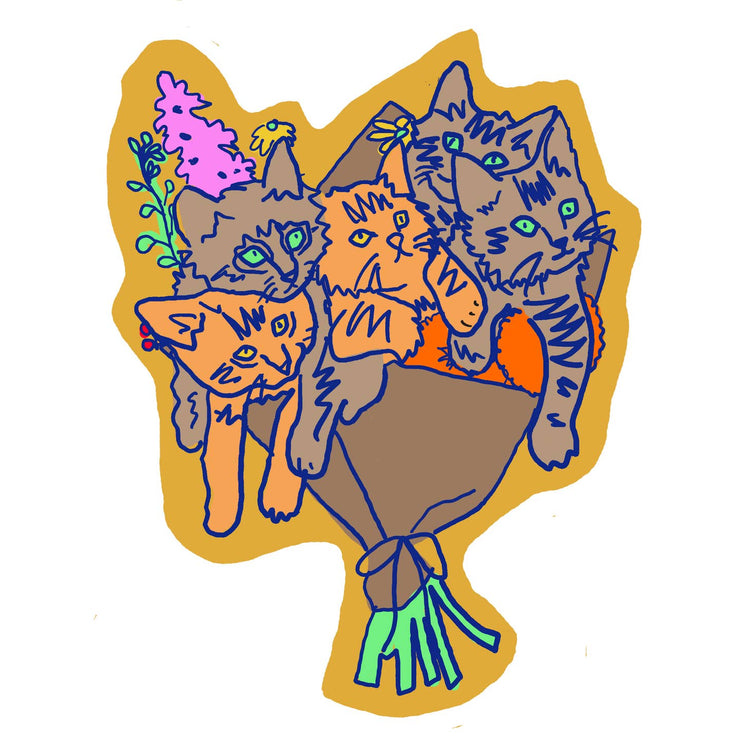 La Familia Green Sticker: Cat Bouquet-ESSE Purse Museum & Store