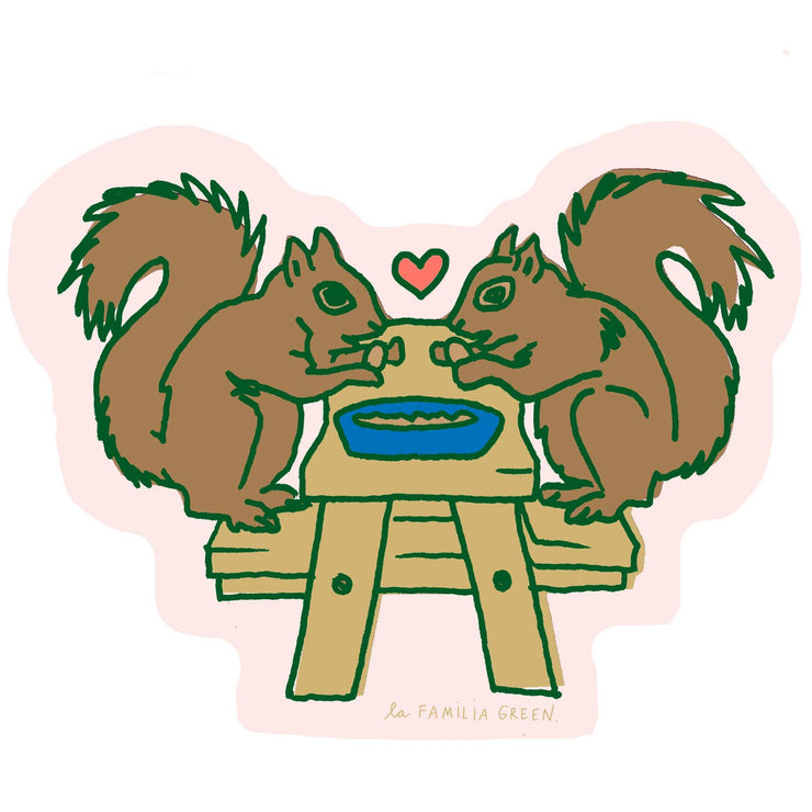 La Familia Green Sticker: Squirrel Picnic-ESSE Purse Museum & Store