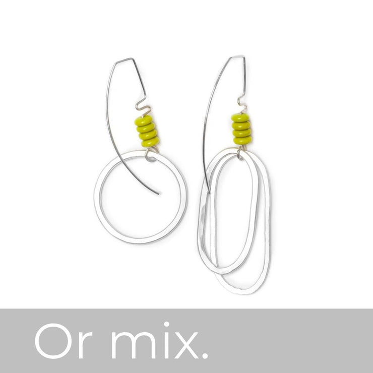 Linda May Earring Trio: Circle+Oval | Chartreuse-ESSE Purse Museum & Store
