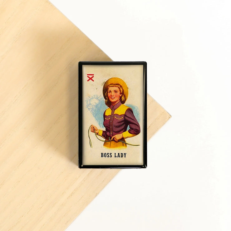 Lucy Lu Slide Box with Peppermints: Boss Lady Vintage Cowgirl-ESSE Purse Museum & Store