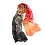 Marigold Row Scarf: 1611 Cotton Coral/Brown/Charcoal-ESSE Purse Museum & Store