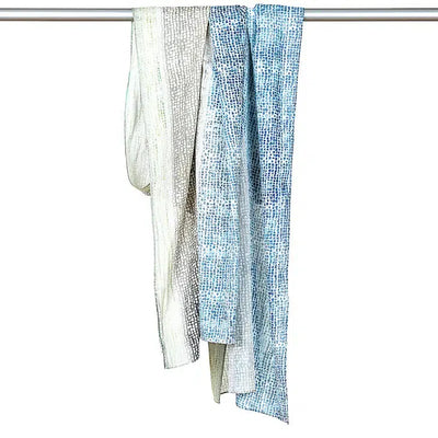 Marigold Row Scarf: 1615 Cotton Lime/Grey/Blue-ESSE Purse Museum & Store