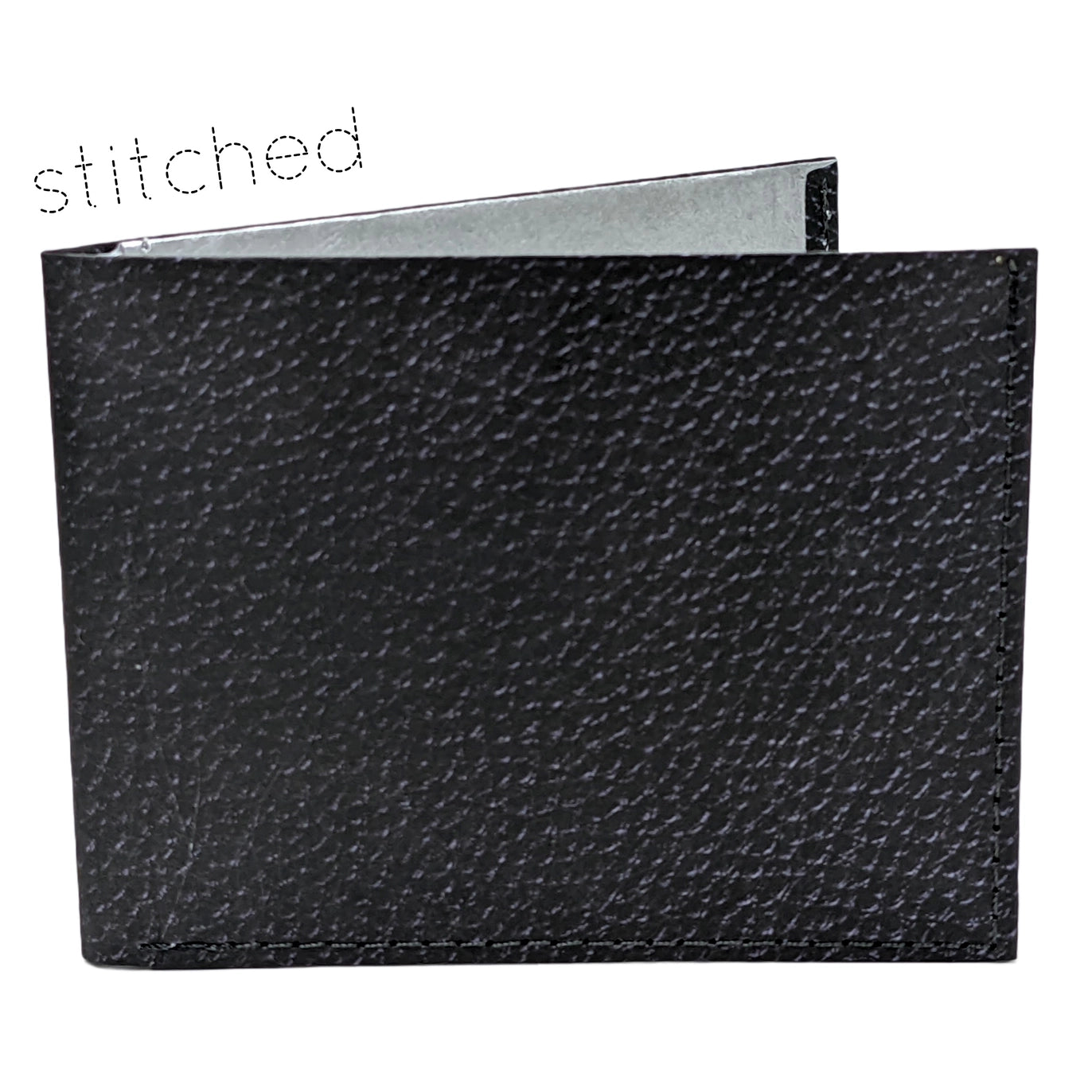 Mighty Wallet, Dynomighty Stitched Billfold: Black Faux Leather Billfold