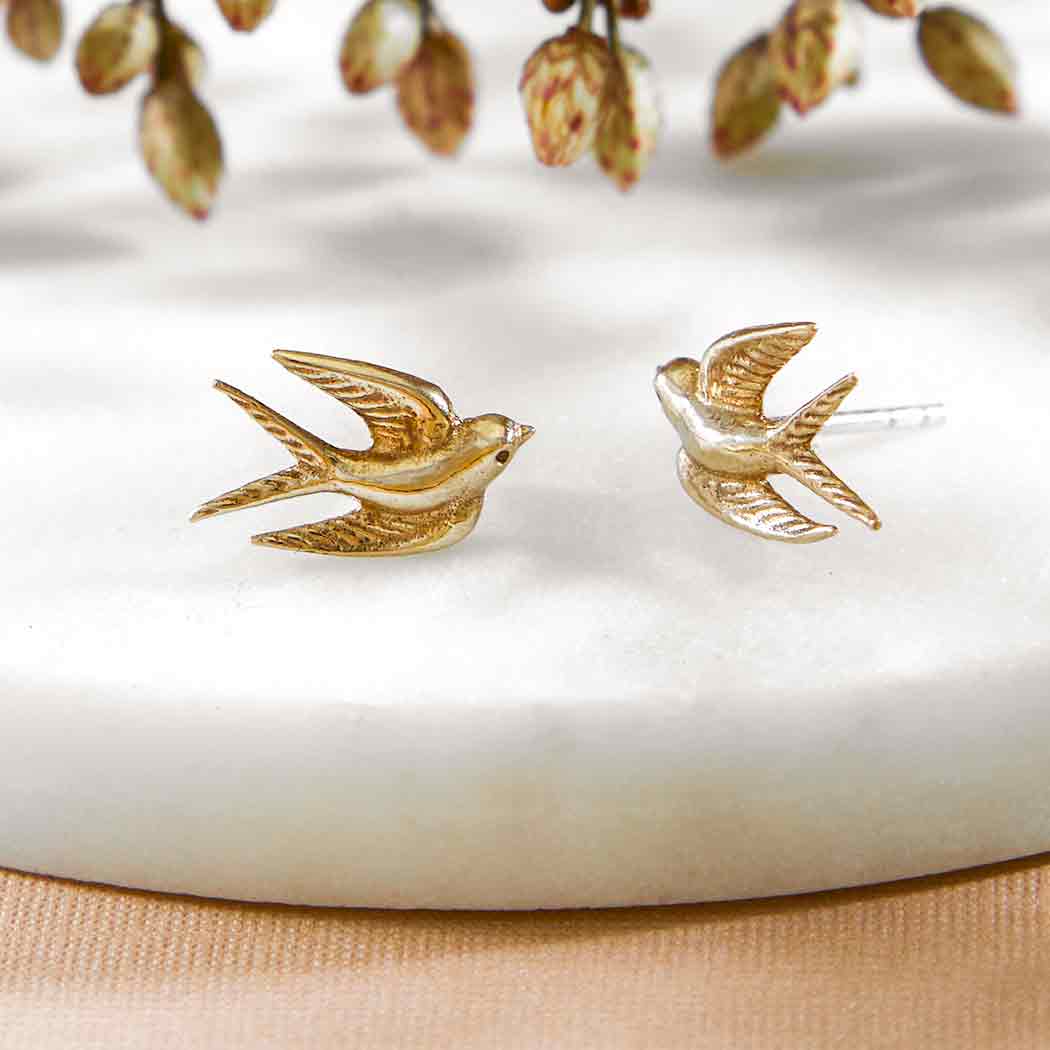 Nina Designs Earrings: Bronze Swallow Posts
