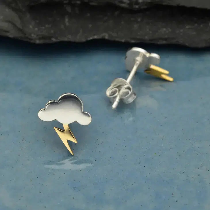 Nina Designs: Cloud and Lightning Post Earrings-ESSE Purse Museum & Store