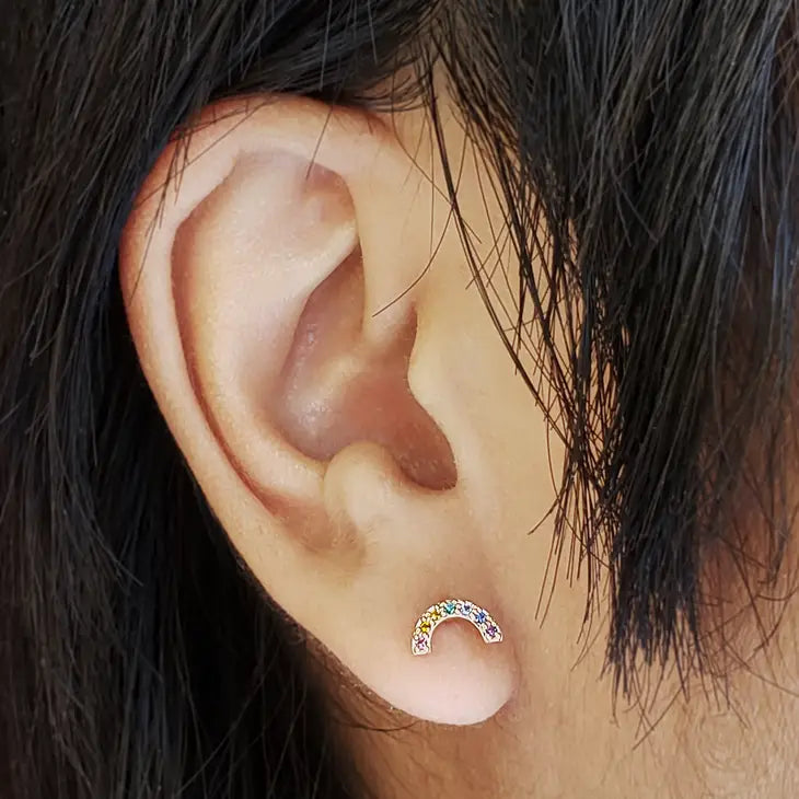 Nina Designs Earrings: Rainbow Post with Nano Gem-ESSE Purse Museum & Store
