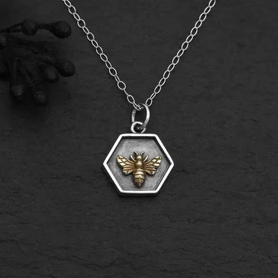Nina Designs Necklace: Hexagon and Bronze Bee-ESSE Purse Museum & Store