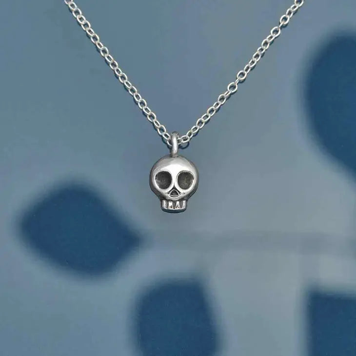 Nina Designs Necklace: Tiny Skull (Life is Short)-ESSE Purse Museum & Store