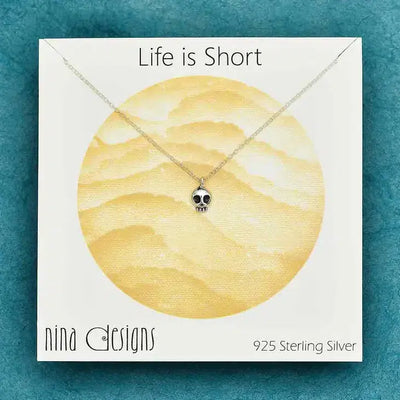 Nina Designs Necklace: Tiny Skull (Life is Short)-ESSE Purse Museum & Store