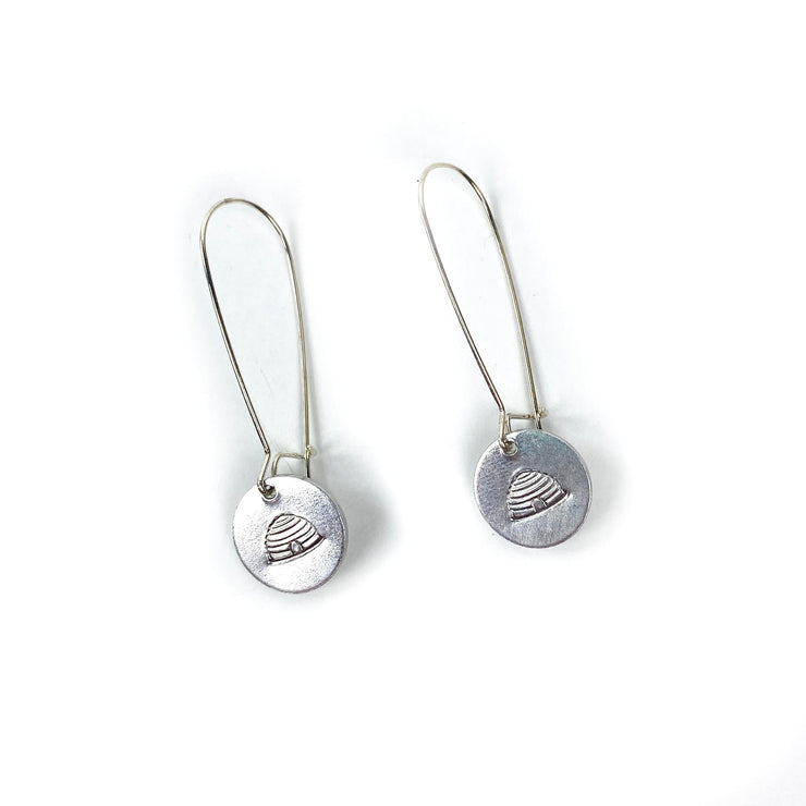 Of The Earth Earrings: Aluminum Stamped Beehives-ESSE Purse Museum & Store