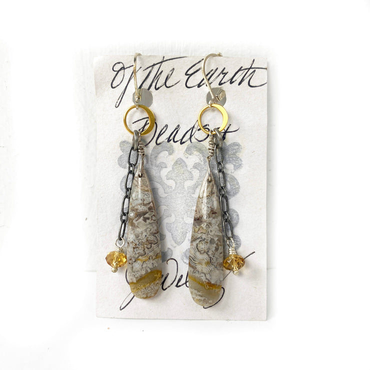 Of The Earth Earrings: Crazy Lace Agate-ESSE Purse Museum & Store
