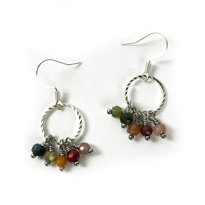 Of The Earth Earrings: Fancy Fringe Jasper Agates #3218-ESSE Purse Museum & Store