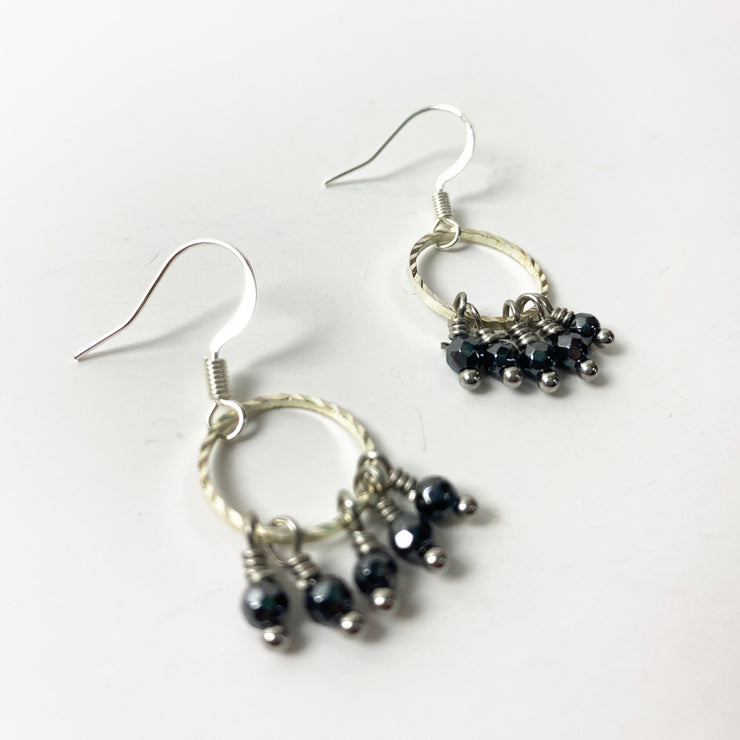 Of The Earth Earrings: Hematite Fringe #3213-ESSE Purse Museum & Store