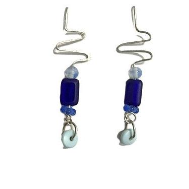 Pecan Tree Pottery Earrings: Blues