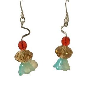 Pecan Tree Pottery Earrings: Red/Beige/Blue