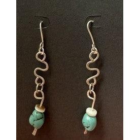 Pecan Tree Pottery Earrings: Turquoise Squiggle