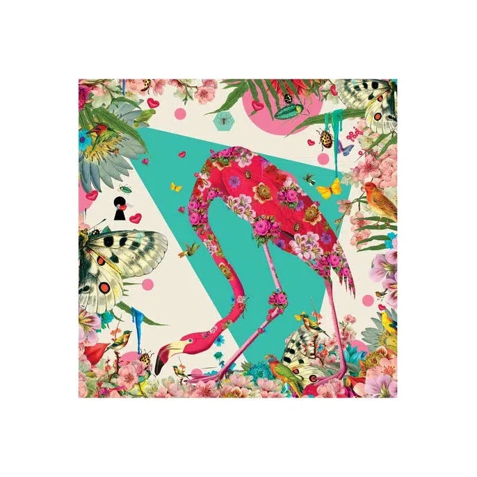 Pomegranate Birthday Card: David Krovblit, Flamingo in the Flower Jungle-ESSE Purse Museum & Store