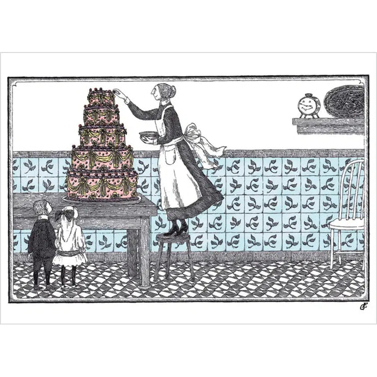 Pomegranate Birthday Card: Edward Gorey, Birthday Cake-ESSE Purse Museum & Store