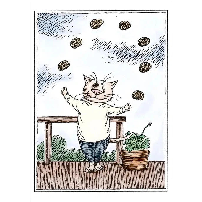 Pomegranate Birthday Card: Edward Gorey, Cat Juggling Cookies-ESSE Purse Museum & Store