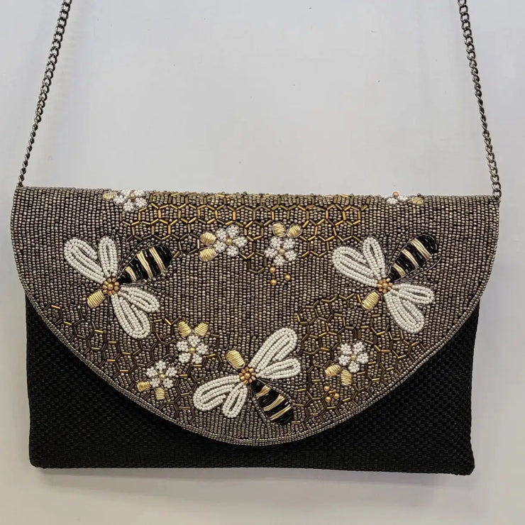 Ricki Designs Bag: Beaded Honeybee Clutch-ESSE Purse Museum & Store