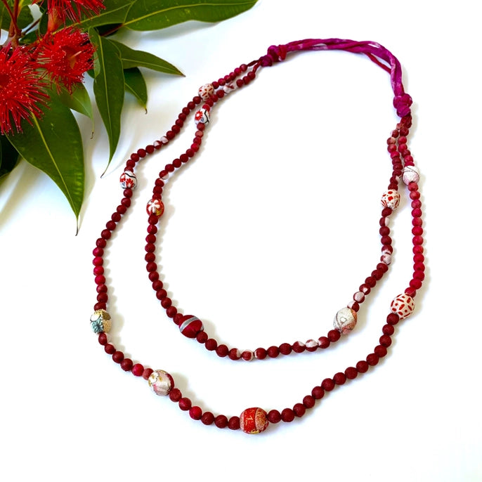 Sophie Silks Necklace: Kimono Bead Double Strand-ESSE Purse Museum & Store